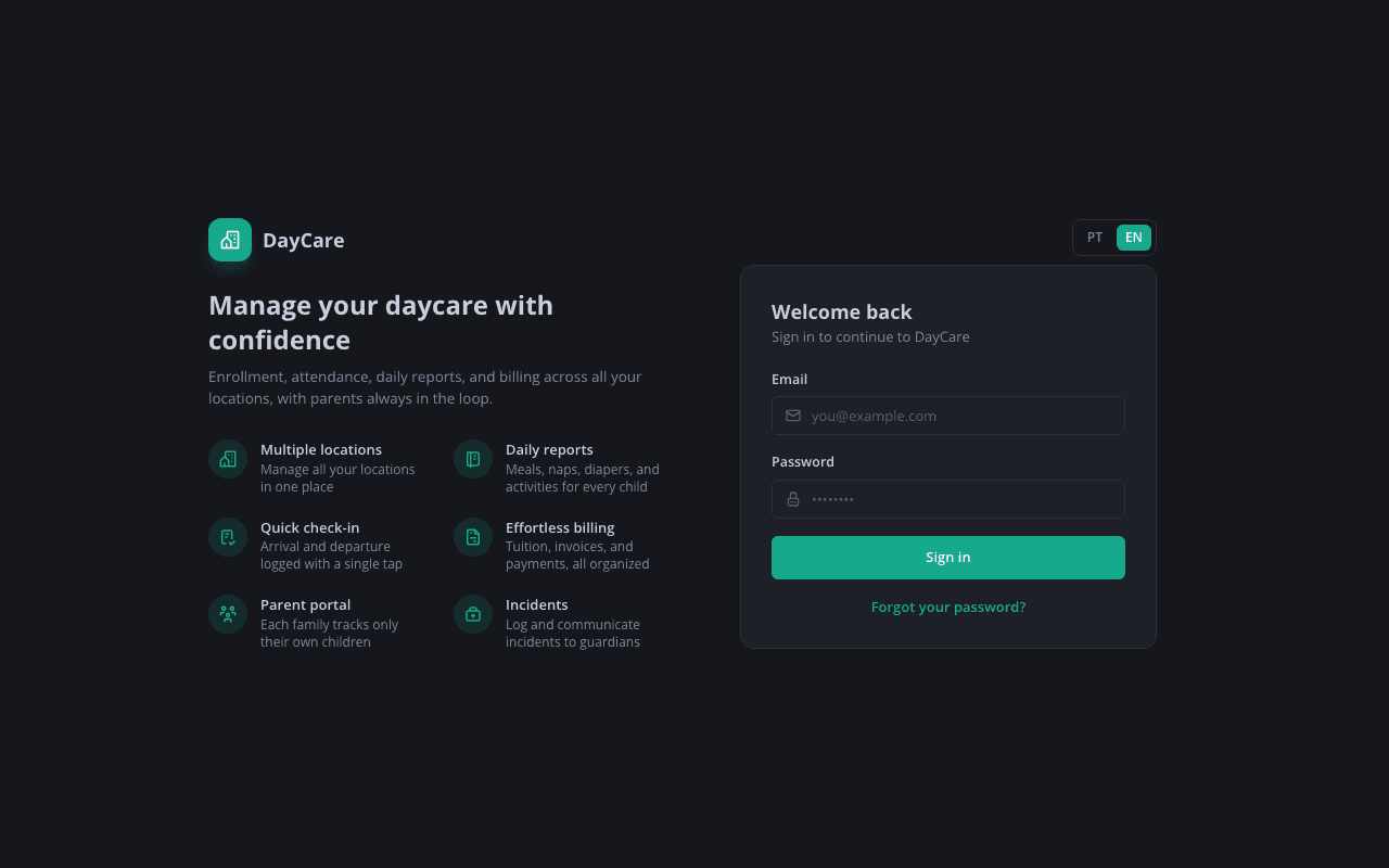Daycare Management Platform — Daycare management platform with parent portal