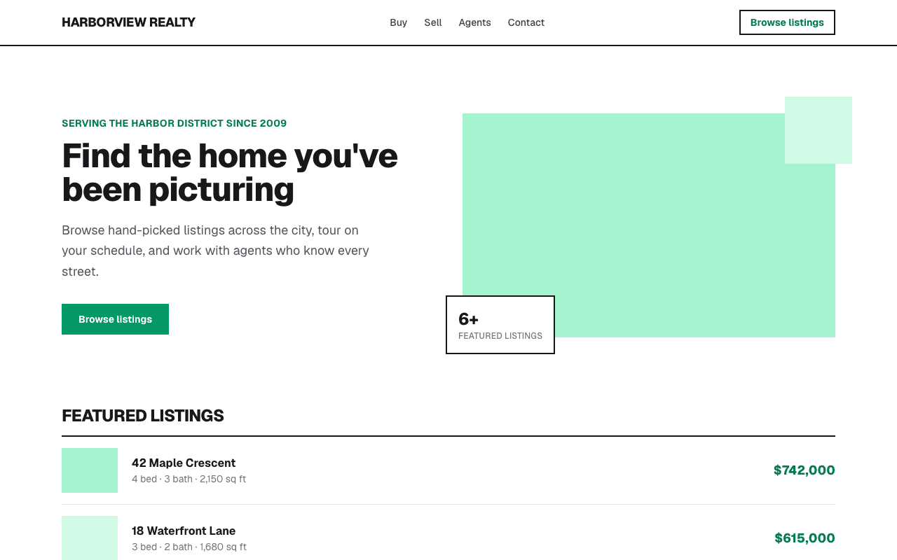 Real Estate Agent Website — Property listings & agent site